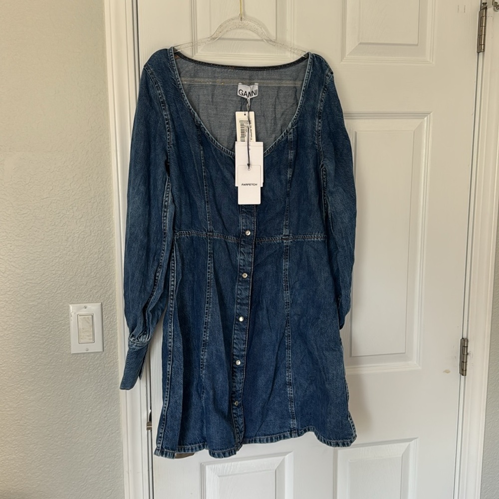 NWT GANNI Denim mini dress - Picture 3 of 6